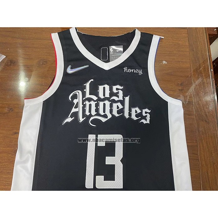 Camiseta Los Angeles Clippers Paul George NO 13 Ciudad 2020-21 Autentico Negro